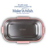 Rectangular stainless steel lunch box "We Care", pink 800ml Rectangular stainless steel lunch box "We Care", pink 800ml