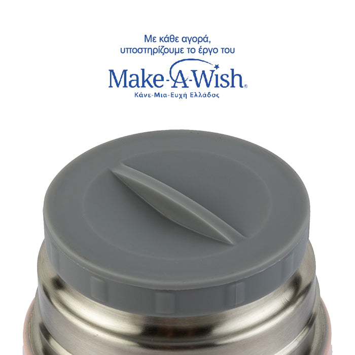 Round stainless steel insulated lunch box "We Care", blue 400ml Round stainless steel insulated lunch box "We Care", blue 400ml