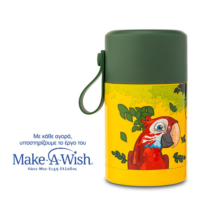 Round stainless steel insulated lunch box "We Care", yellow 400ml Round stainless steel insulated lunch box "We Care", yellow 400ml