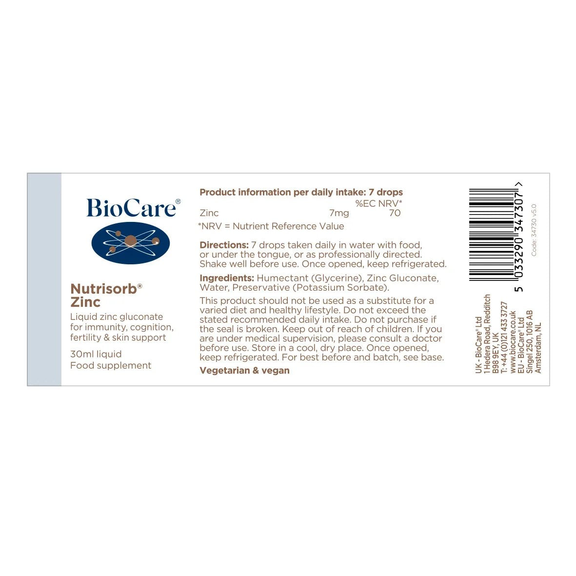 Nutrisorb Zinc 30ml Nutrisorb Zinc 30ml