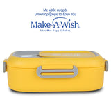 Rectangular stainless steel lunch box "We Care", yellow 800ml Rectangular stainless steel lunch box "We Care", yellow 800ml
