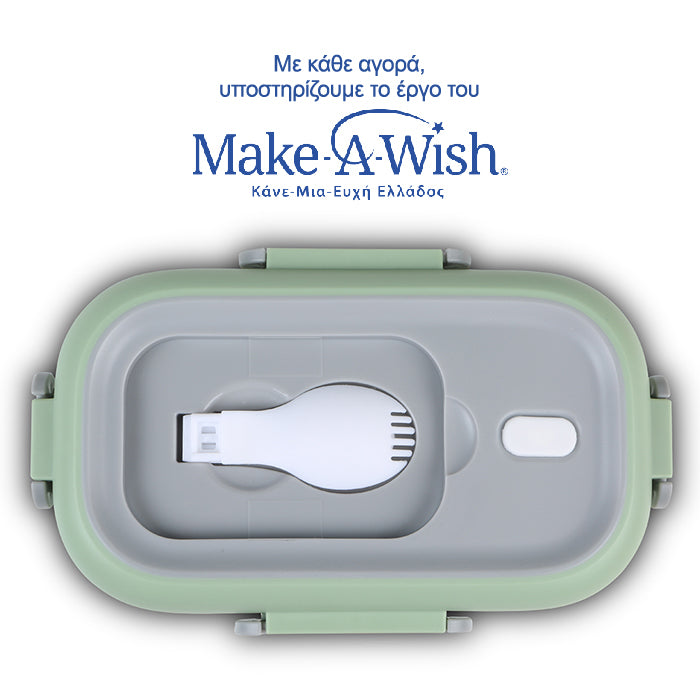 Rectangular stainless steel lunch box "We Care", green 800ml Rectangular stainless steel lunch box "We Care", green 800ml