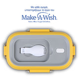 Rectangular stainless steel lunch box "We Care", yellow 800ml Rectangular stainless steel lunch box "We Care", yellow 800ml