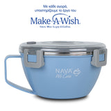 Round stainless steel insulated lunch box "We Care", blue 850ml Round stainless steel insulated lunch box "We Care", blue 850ml