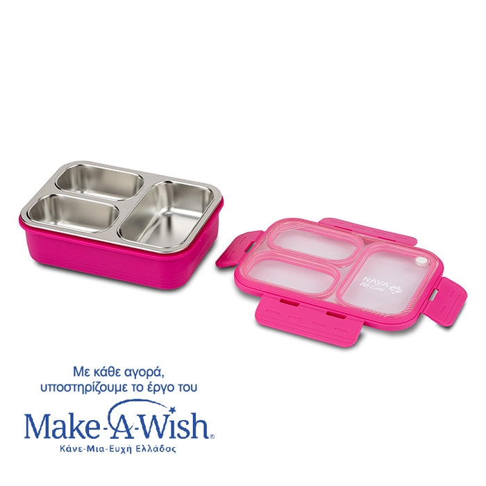 Rectangular stainless steel food container Bento "We Care", magenta 800ml Rectangular stainless steel food container Bento "We Care", magenta 800ml