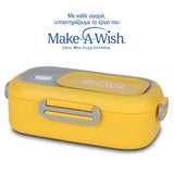 Rectangular stainless steel lunch box "We Care", yellow 800ml Rectangular stainless steel lunch box "We Care", yellow 800ml