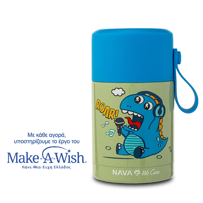 Round stainless steel insulated lunch box "We Care", green 400ml Round stainless steel insulated lunch box "We Care", green 400ml