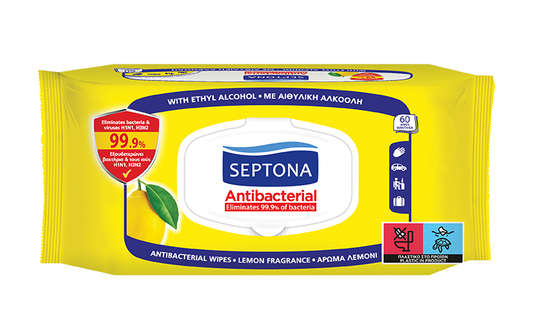 Antibacterial hand wipes with lemon fragrance