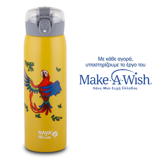 Stainless steel insulated water bottle "We Care", yellow 500ml