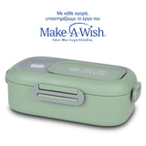 Rectangular stainless steel lunch box "We Care", green 800ml Rectangular stainless steel lunch box "We Care", green 800ml