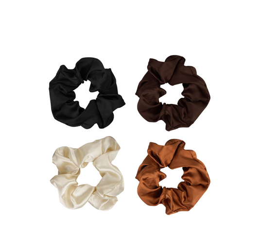 Brushworks Satin Scrunchies (Pack of 4)