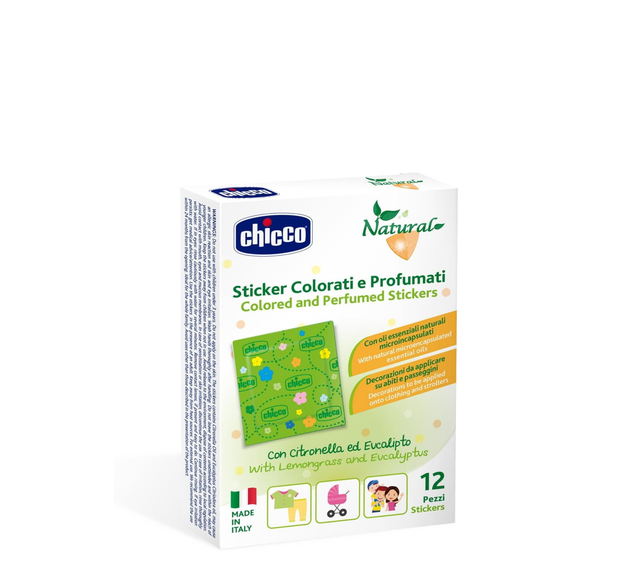 Chicco Colored & Perfumed Stickers *12pcs (ngjitese per mushkonja) Chicco Colored & Perfumed Stickers *12pcs (ngjitese per mushkonja)