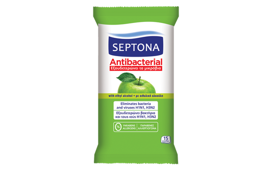 Antibacterial hand wipes with green apple fragrance