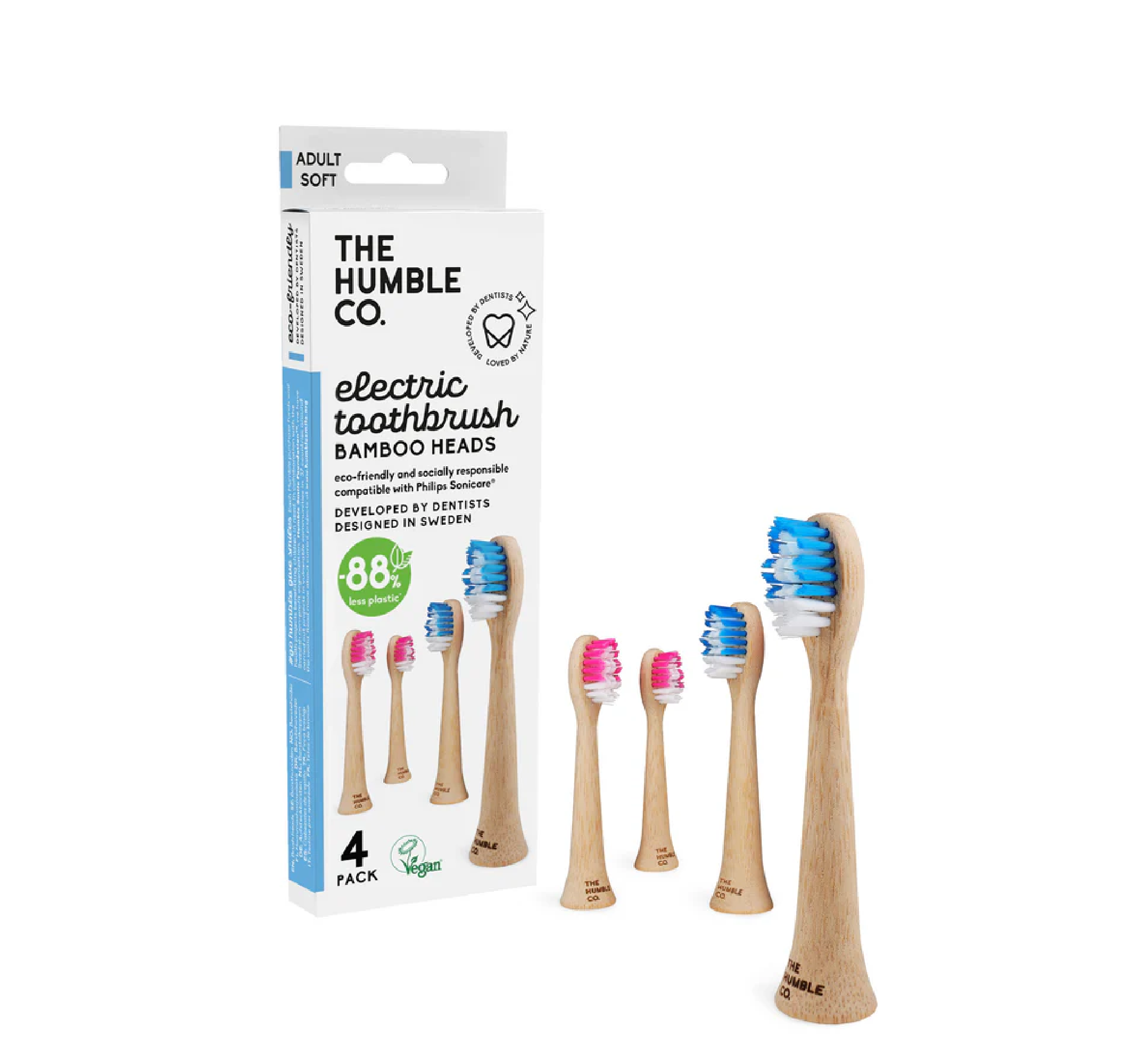 Humble Philips Sonicare Electrical Toothbrush Bamboo Heads Adult Soft *4pcs Humble Philips Sonicare Electrical Toothbrush Bamboo Heads Adult Soft *4pcs