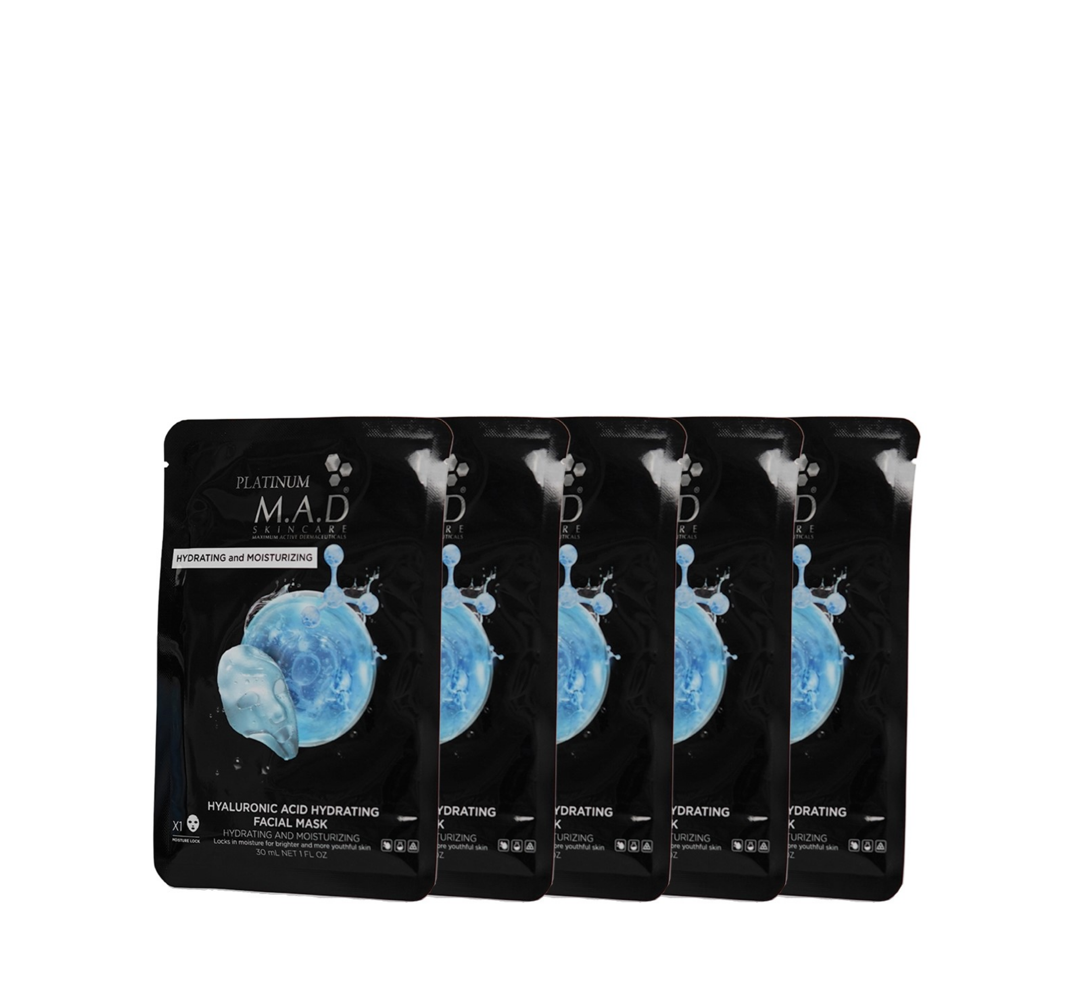 MAD Platinum Hyaluronic Acid Hydrating Facial Mask *5pcs MAD Platinum Hyaluronic Acid Hydrating Facial Mask *5pcs