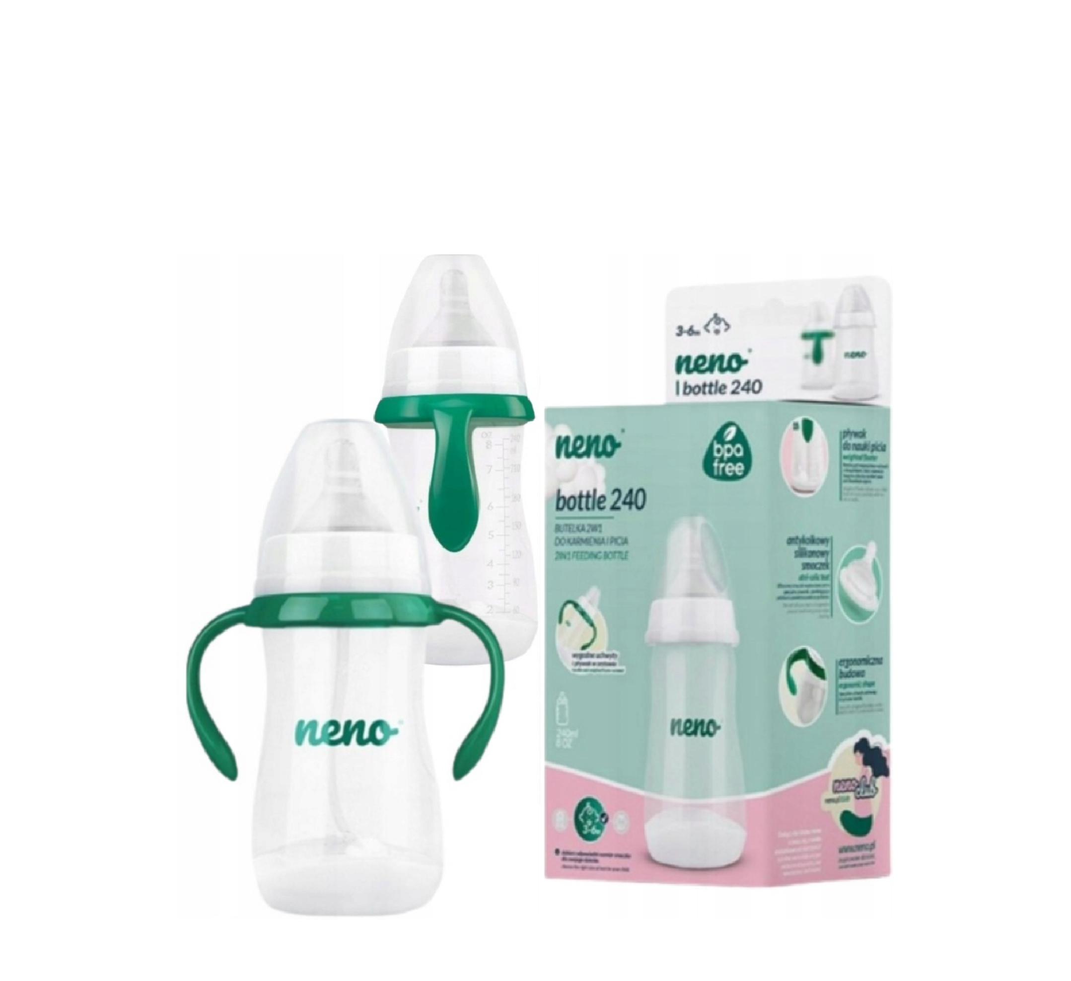 Neno Plastic Baby 2 in 1 Feeding Bottle (240ml/300ml) Neno Plastic Baby 2 in 1 Feeding Bottle (240ml/300ml)