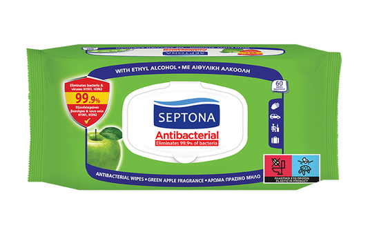 Antibacterial hand wipes with green apple fragrance