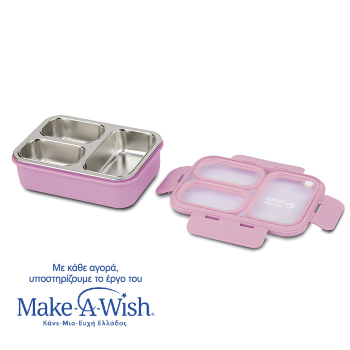Rectangular stainless steel food container Bento ''We Care'', lilac 800ml Rectangular stainless steel food container Bento ''We Care'', lilac 800ml