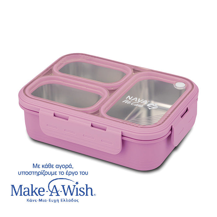 Rectangular stainless steel food container Bento ''We Care'', lilac 800ml Rectangular stainless steel food container Bento ''We Care'', lilac 800ml