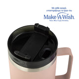Stainless steel insulated travel mug with plastic straw "We Care", pink 900ml Stainless steel insulated travel mug with plastic straw "We Care", pink 900ml