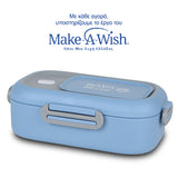 Rectangular stainless steel lunch box "We Care", blue 800ml Rectangular stainless steel lunch box "We Care", blue 800ml