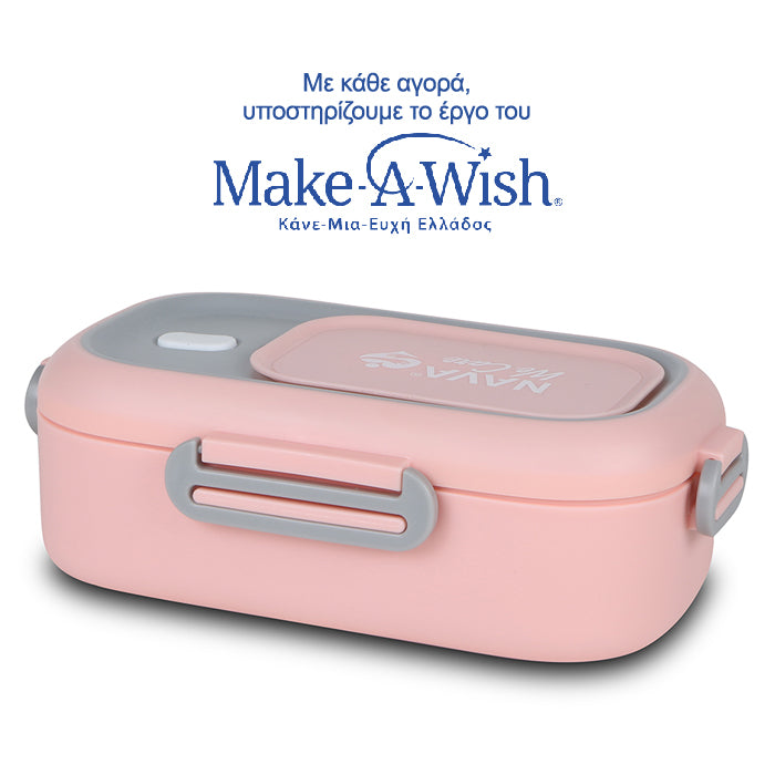 Rectangular stainless steel lunch box "We Care", pink 800ml Rectangular stainless steel lunch box "We Care", pink 800ml
