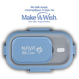 Rectangular stainless steel lunch box "We Care", blue 800ml Rectangular stainless steel lunch box "We Care", blue 800ml