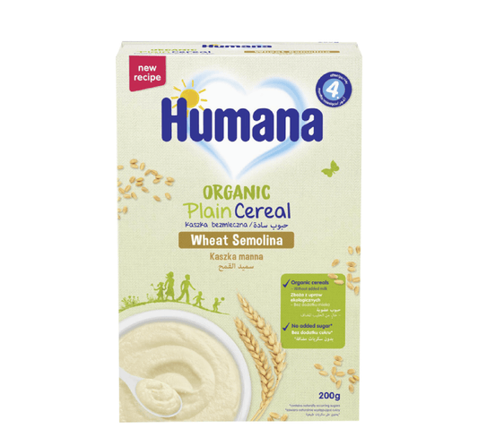 HUMANA ORGANIC PLAIN CEREAL WHEAT SEMOLINA 200G 4M+ - Halsa