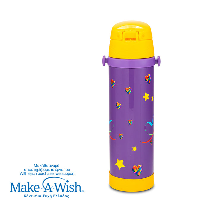 Stainless steel insulated water bottle "We Care", Purple Unicorn 500ml