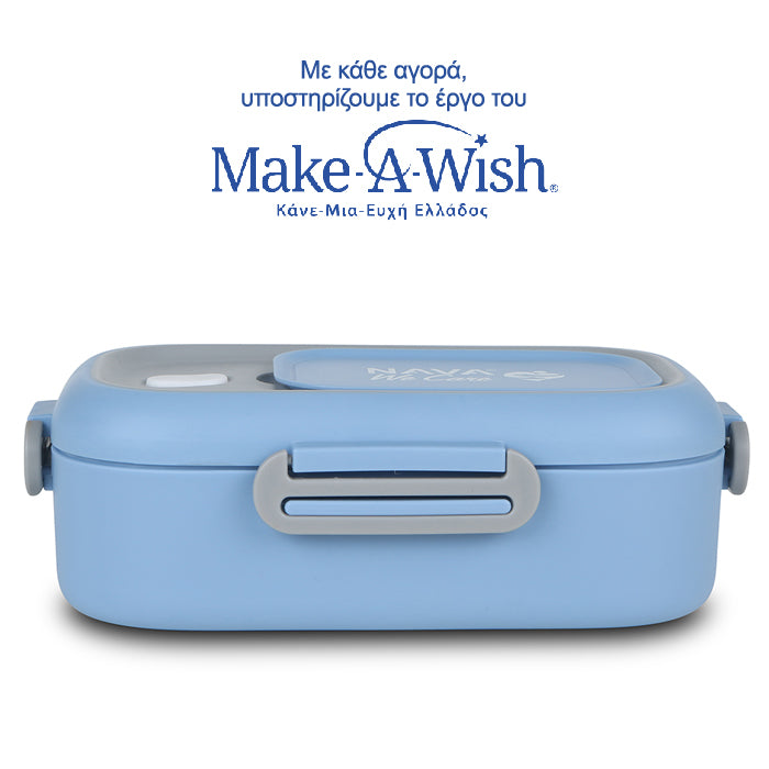 Rectangular stainless steel lunch box "We Care", blue 800ml
