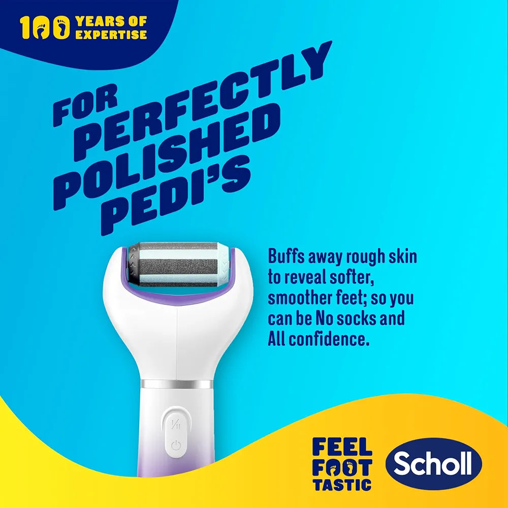 Scholl ExpertCare 2-in-1 File & Smooth. Dual Speed Pedi Electric Foot File for Hard Skin and Callus Removal. Batteries Included