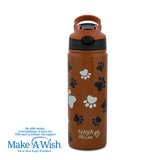 Stainless steel vacuum travel bottle with straw "We Care", Paw Prints 500ml