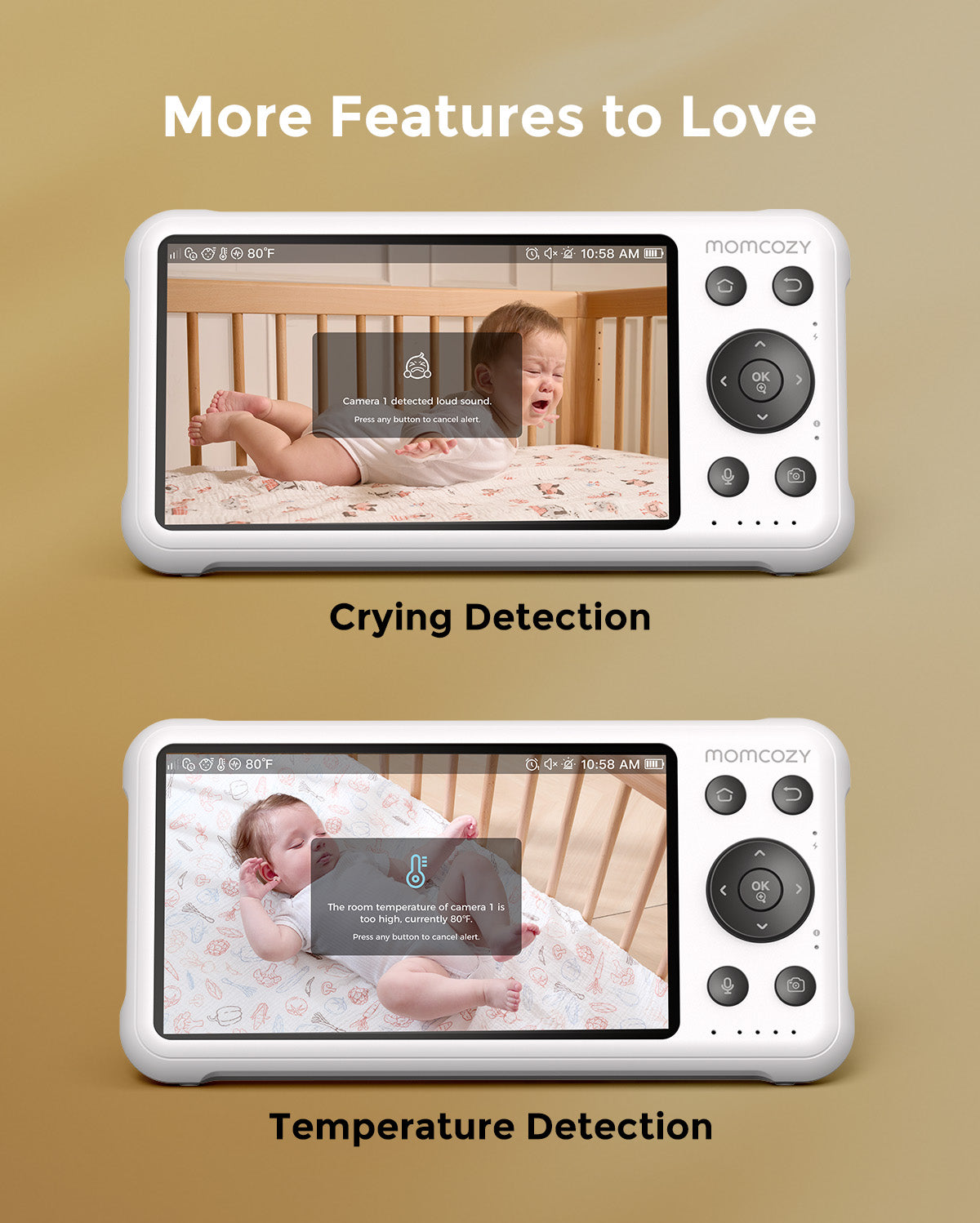 Momcozy 5-Inch Dual-mode Smart Baby Monitor with 2 Camera -BM04