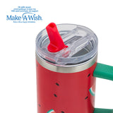 Stainless steel thermos tumbler with sip straw "We Care", Watermelon 900ml