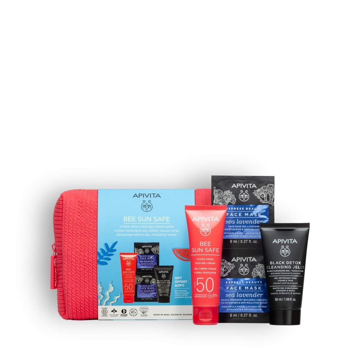 Hydra Fresh Face Gel Cream SPF50 & GIFT mini Black Detox Cleansing Jelly + Express Beauty Face Mask Sea Lavender