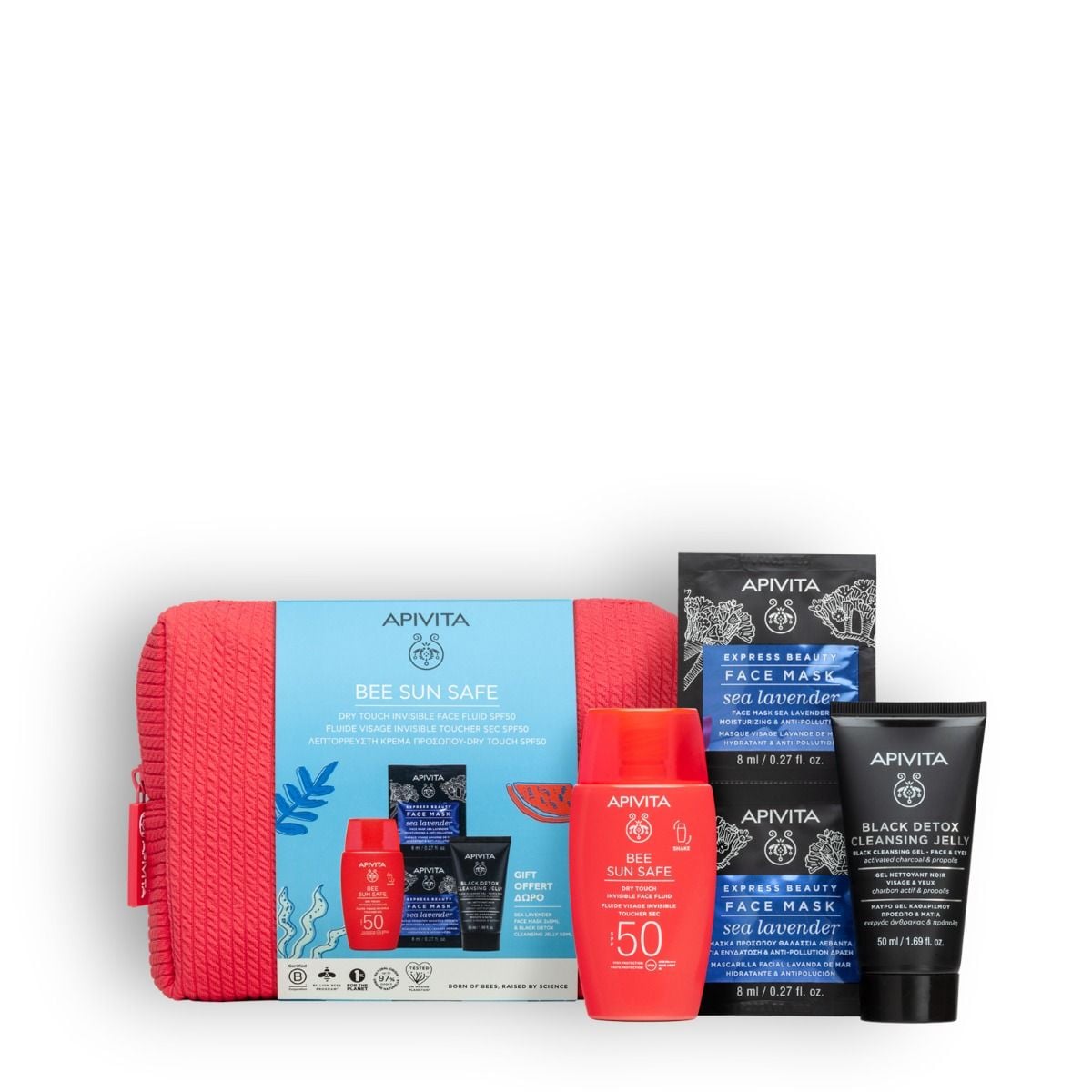 Dry Touch Invisible Face Fluid SPF50 & GIFT mini Black Detox Cleansing Jelly + Express Beauty Face Mask Sea Lavender