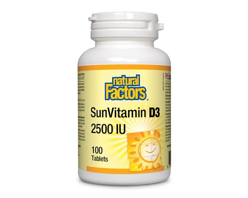 Natural Factors Sun Vitamin D3 2500 IU 100 Tablets