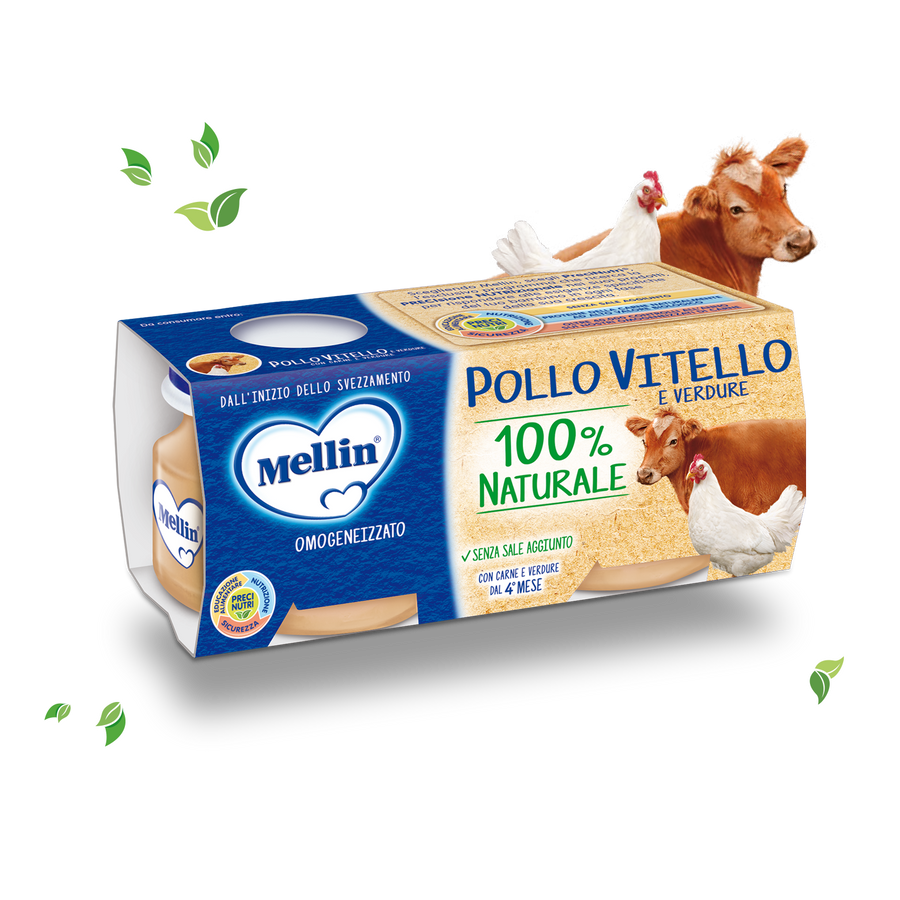 Mellin Pollo Vitello con Verdure (pure pule & viçi me perime) (2 x 80 g)