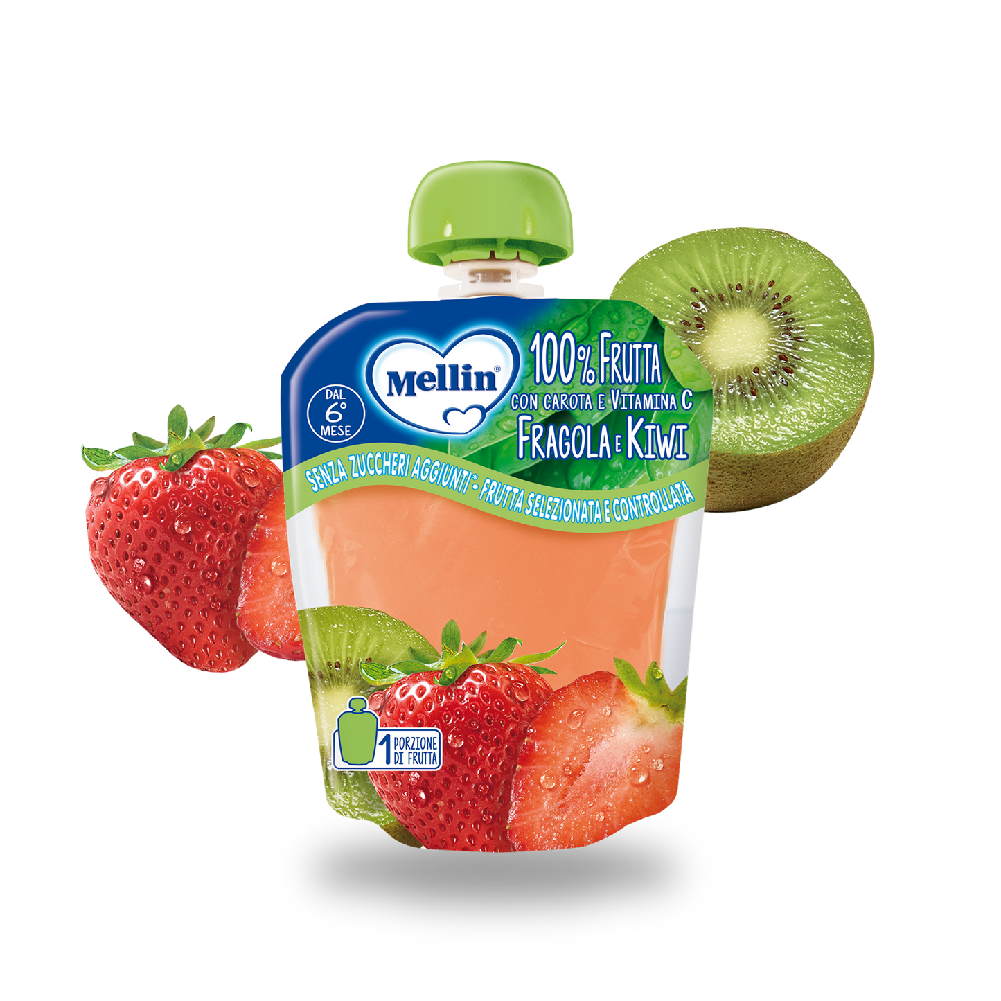 Merenda 100% fragola, kiwi e carota con Vitamina C Confezione da 90 g