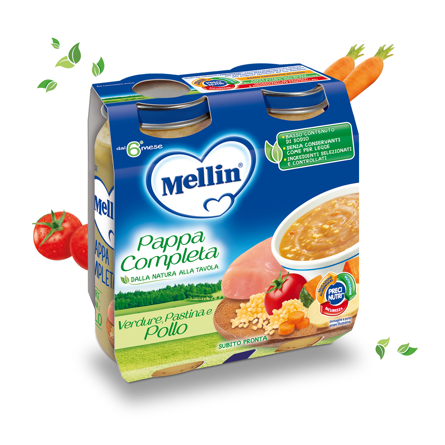 Pappa Completa Verdure Pastina Pollo Confezione da 500 g (2 vasetti x 250g)