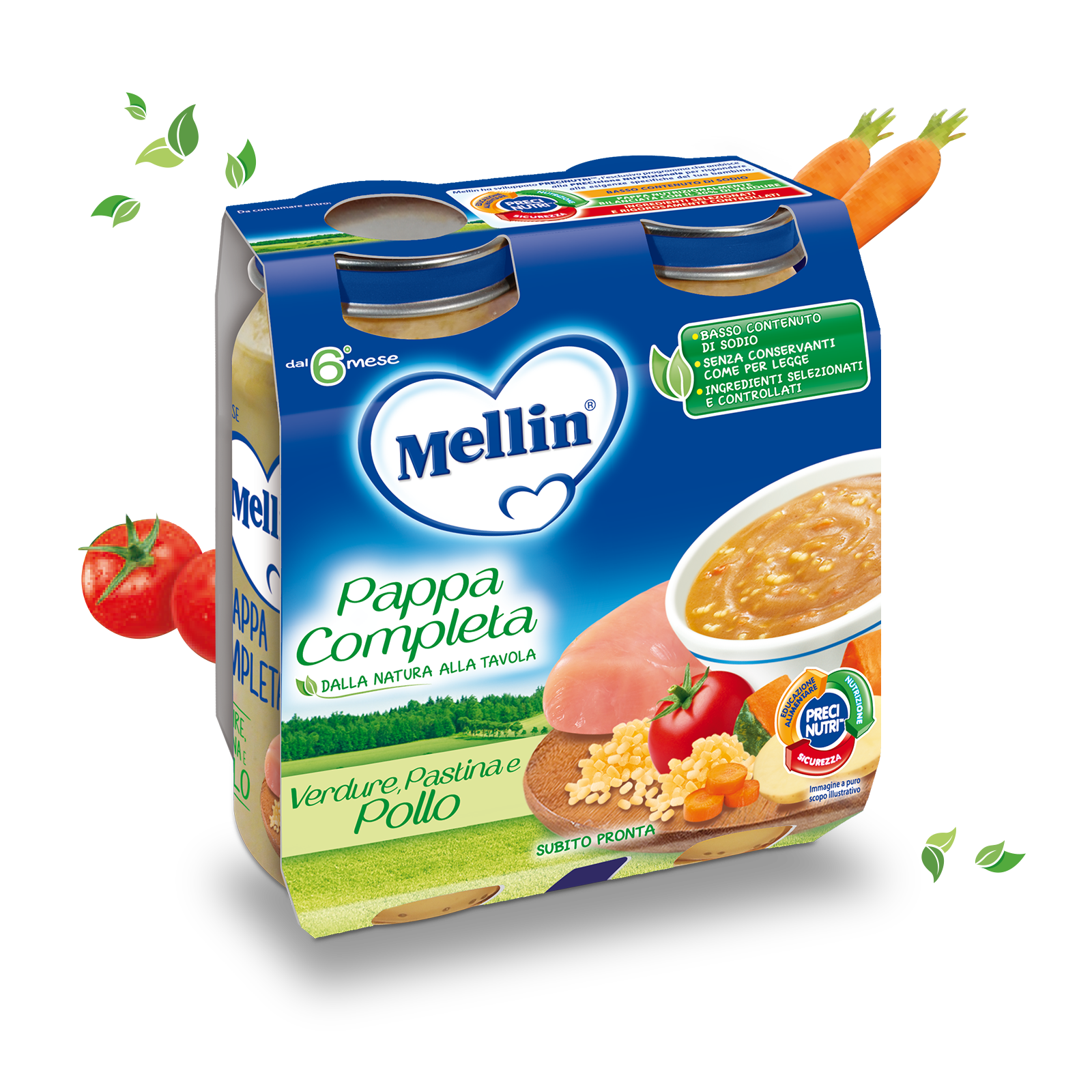 Pappa Completa Verdure Pastina Pollo Confezione da 500 g (2 vasetti x 250g)