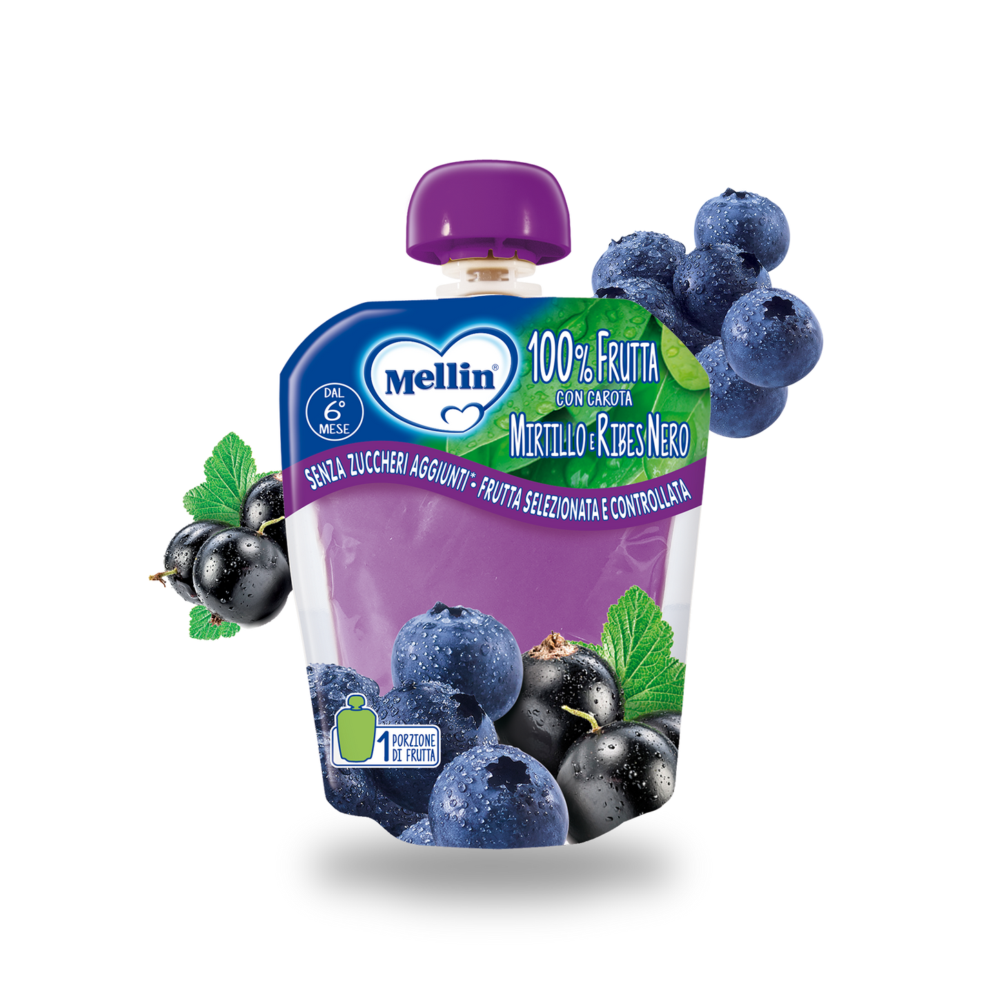 Merenda 100% mirtillo e ribes nero con carota Confezione da 90 g