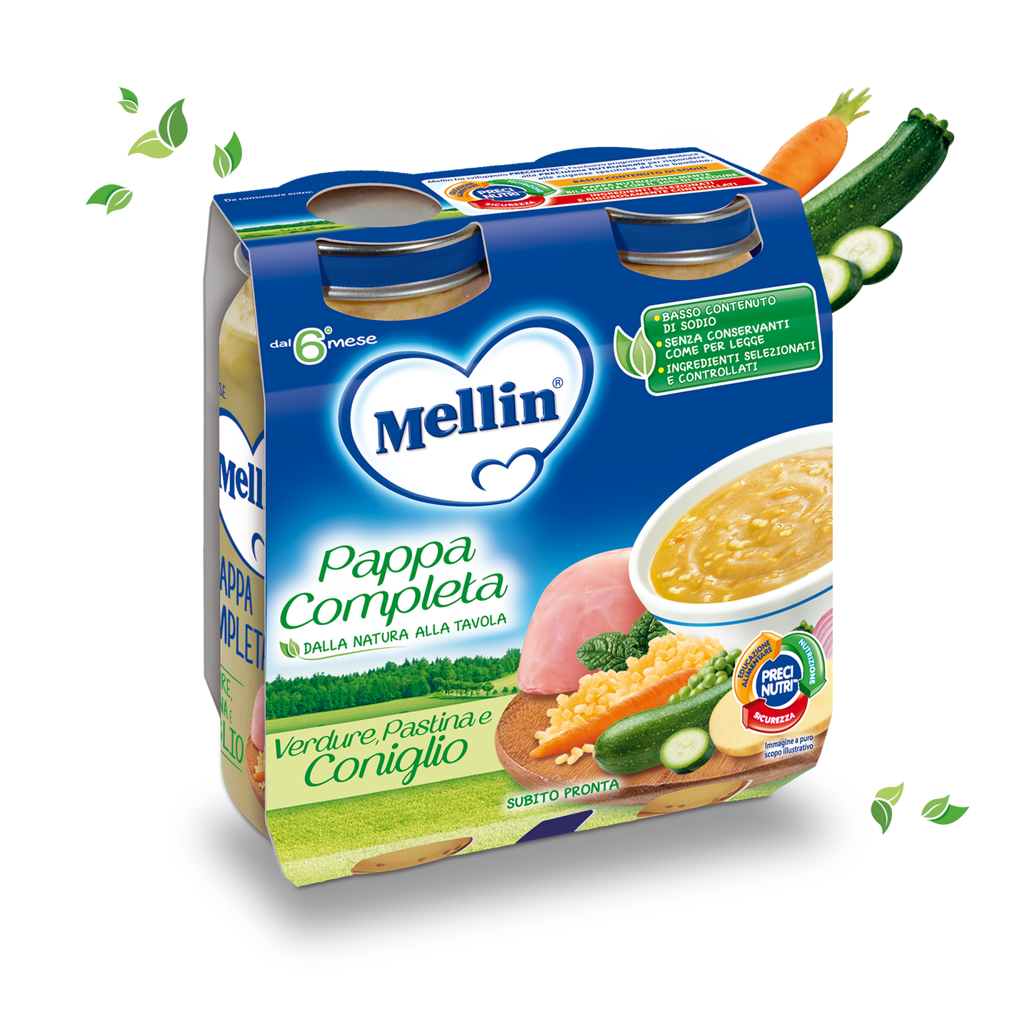 Pappa Completa Verdure Pastina Coniglio Confezione da 500 g (2 vasetti x 250g)
