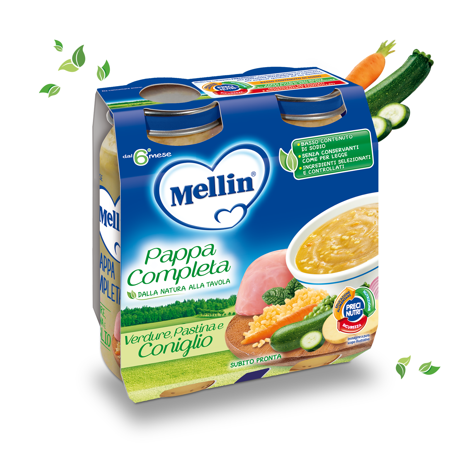 Pappa Completa Verdure Pastina Coniglio Confezione da 500 g (2 vasetti x 250g)