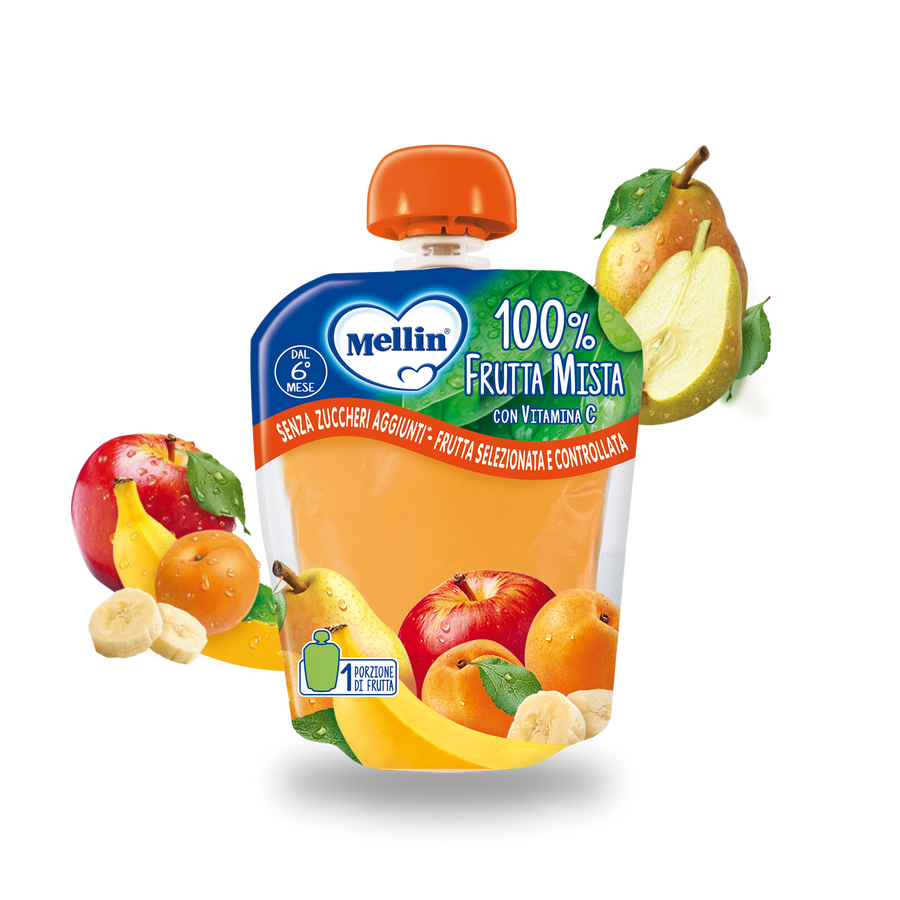 Mellin Merenda 100% Frutta mista con Vitamina C Confezione (pure) *90 g