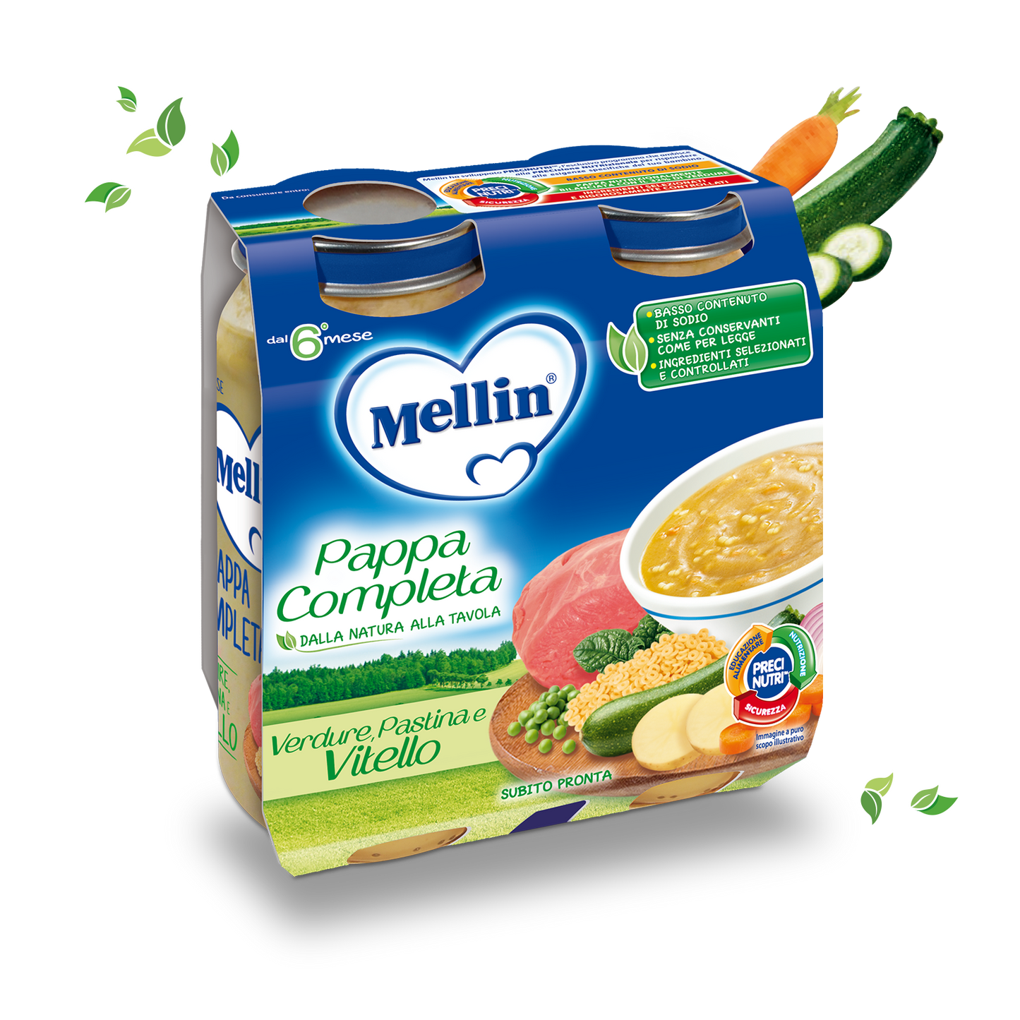 Pappa Completa Verdure Pastina Vitello Confezione da 500 g ℮ (2 vasetti x 250g)