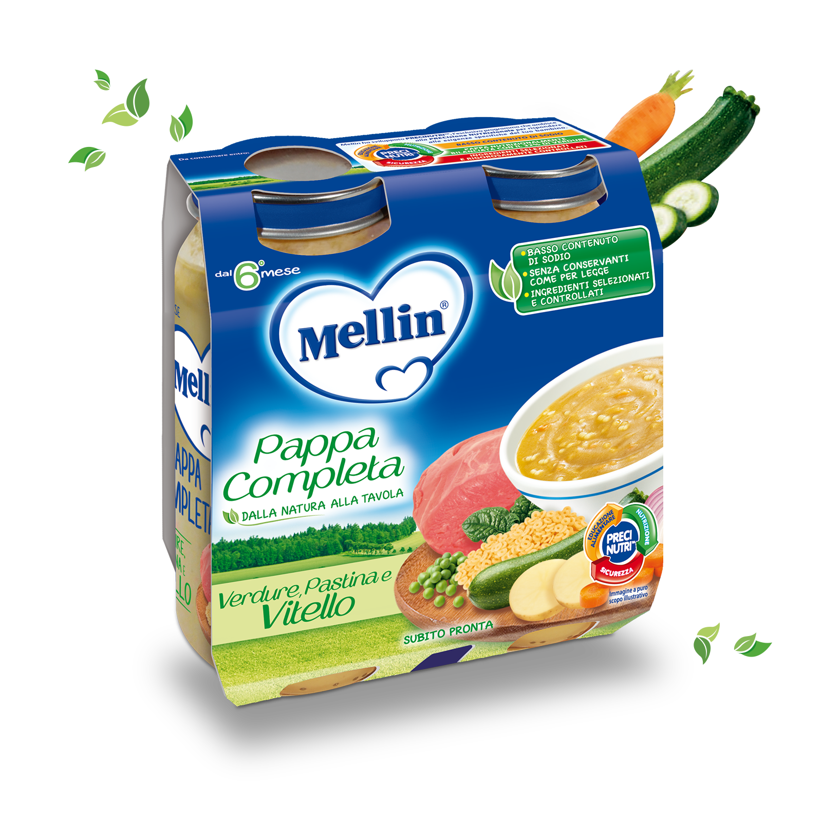 Pappa Completa Verdure Pastina Vitello Confezione da 500 g ℮ (2 vasetti x 250g)