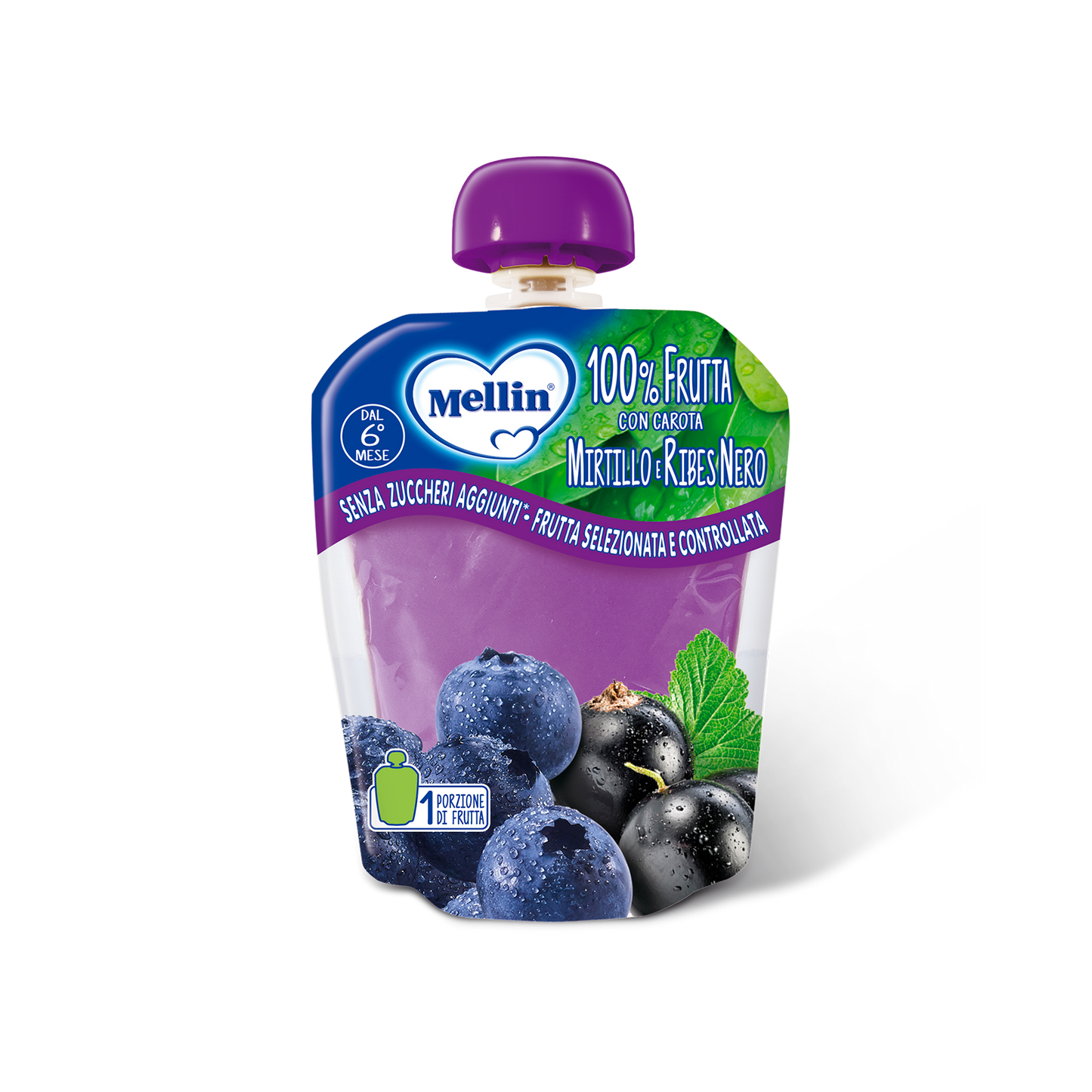 Merenda 100% mirtillo e ribes nero con carota Confezione da 90 g