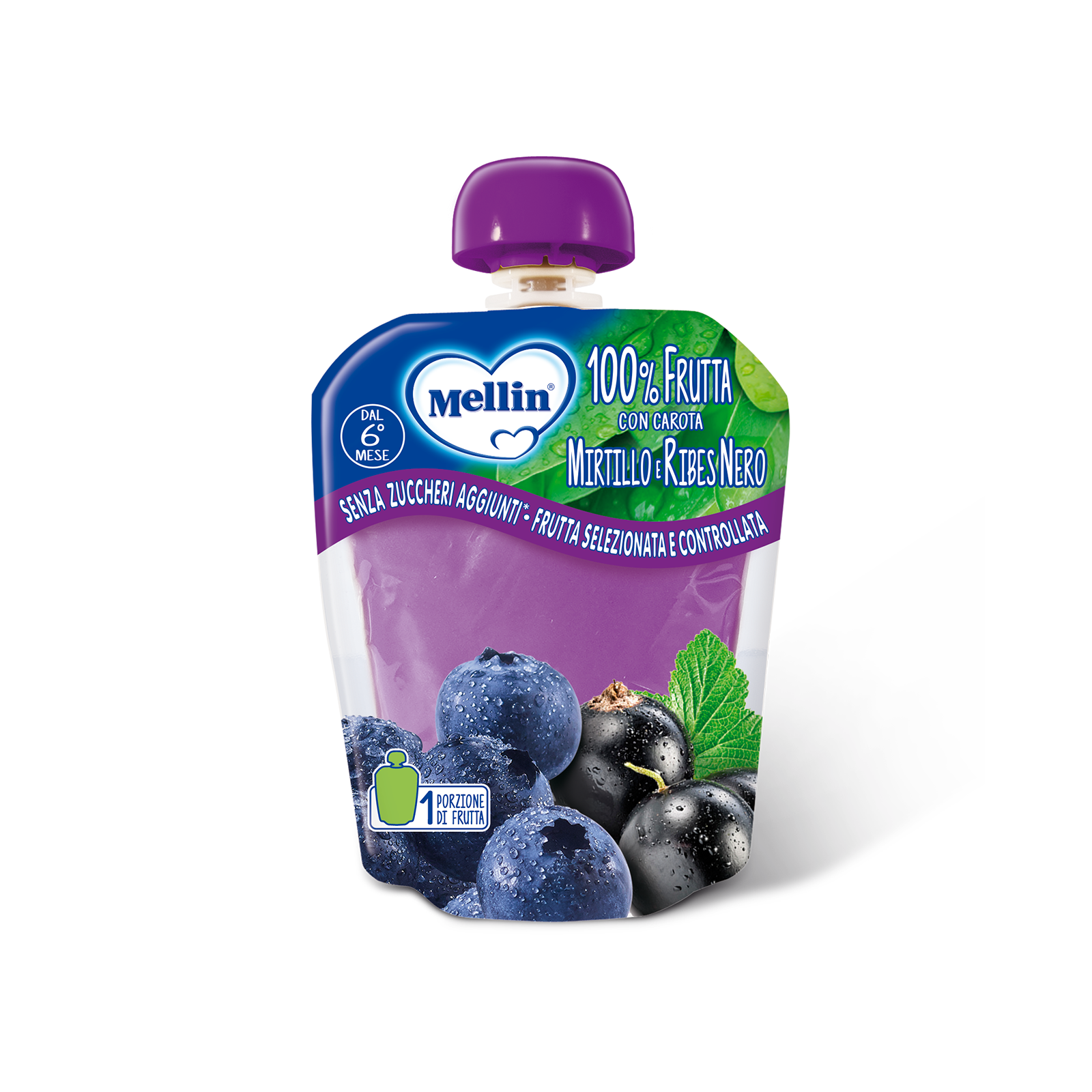 Merenda 100% mirtillo e ribes nero con carota Confezione da 90 g