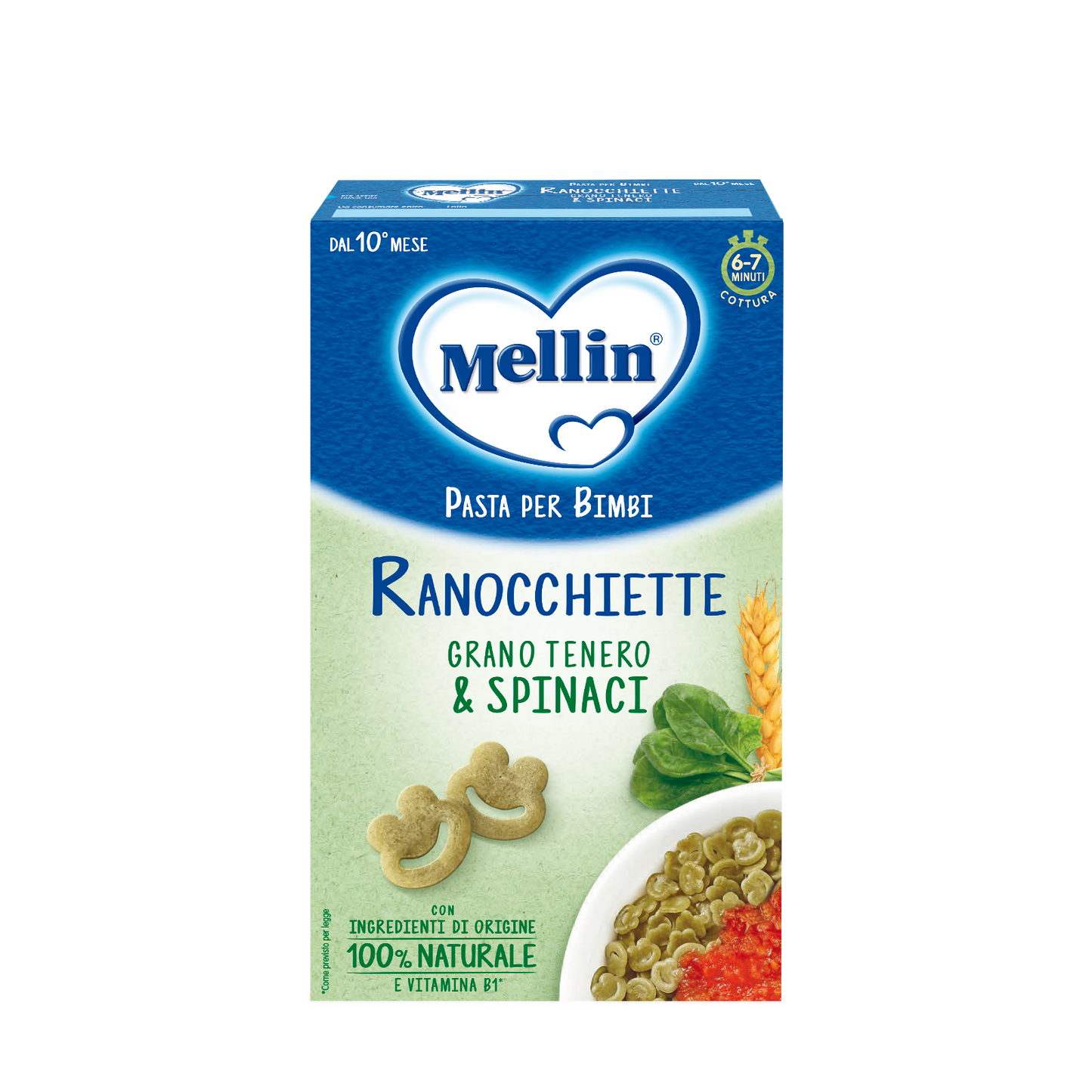 MELLIN RANOCCHIETTE CON GRANO TENERO E SPINACI